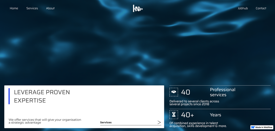 An image of the project home screen