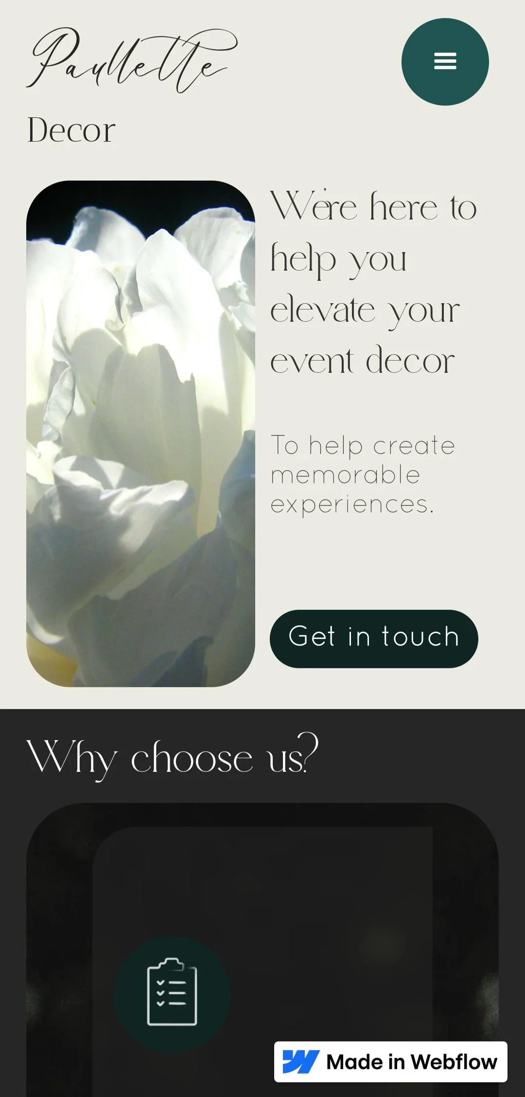 An image of the project home screen